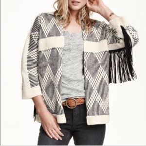 H&M Aztec/Boho Fringe Sweater Sz M